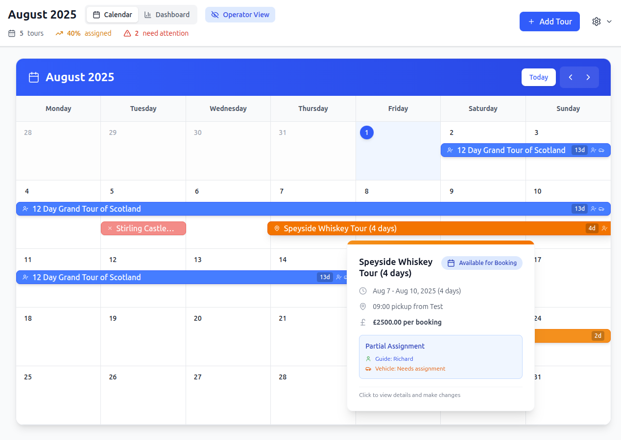 Tourcal.io Early Build Screenshot